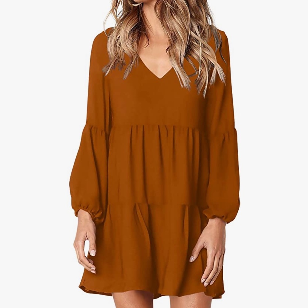 Fall brown tan dress